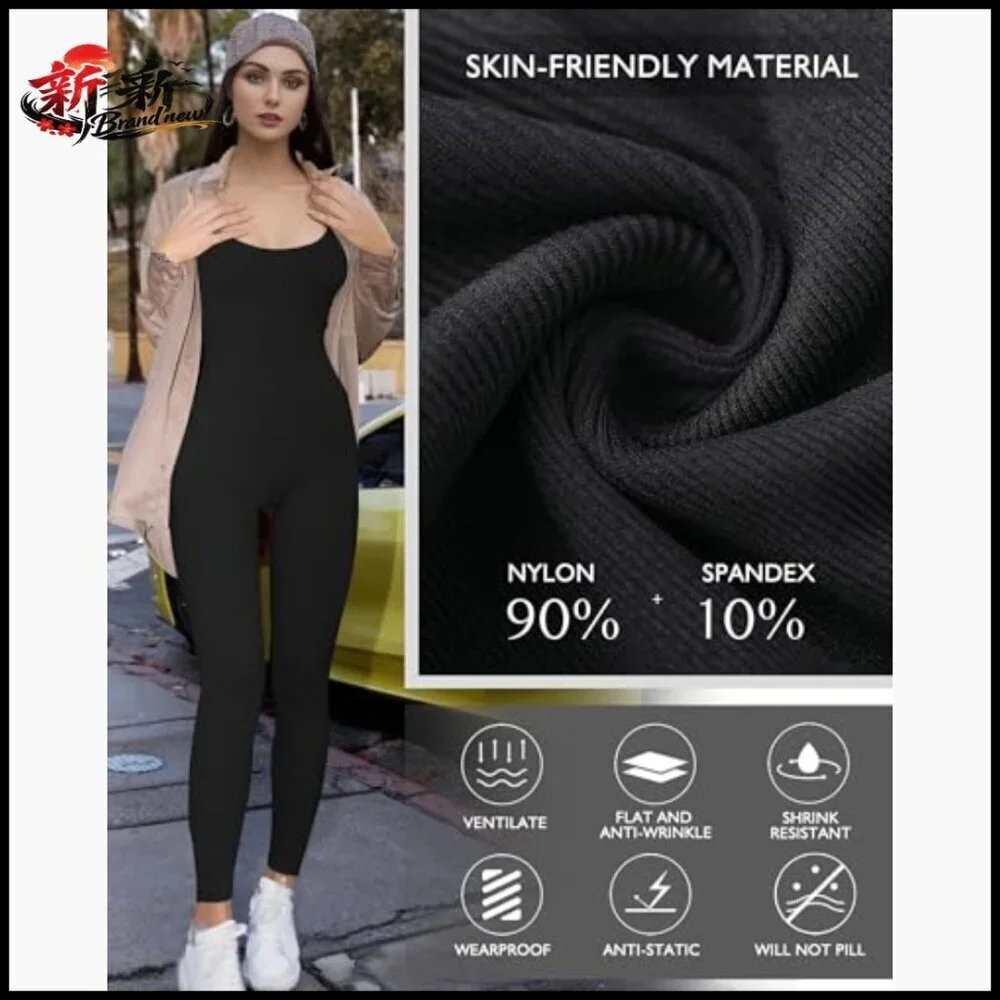 Seamless Jumpsuit Ribbed Workout Romper Nylon Spandex Short Sleeve
